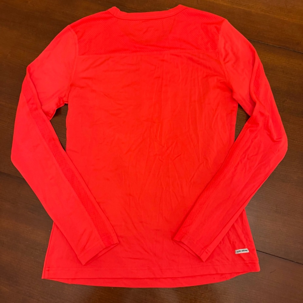 Danskin Now Bright Coral Long Sleeve Fitted Athletic Tee Size S - Picture 3 of 4